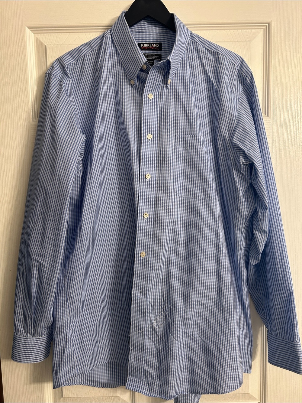 Kirkland Signature Light Blue Gingham Button-Down Dress Shirt